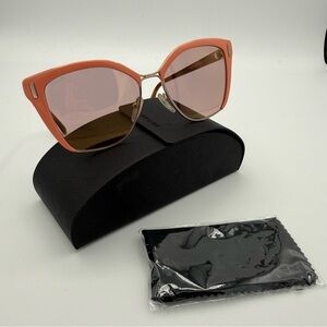 Prada Coral and Tortoise Cat Eye Sunglasses